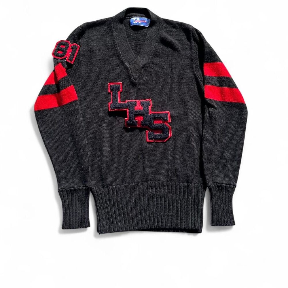 vintage tennessee Women's Black and red letterman sweater